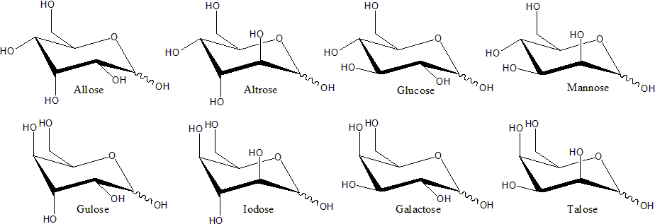 Pyranose forms of some hexose sugars

