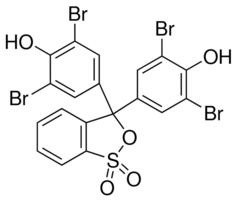 The chemical structure of bromophenol blue.
