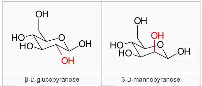 β-D-glucopyranose
 and β-D-mannopyranose